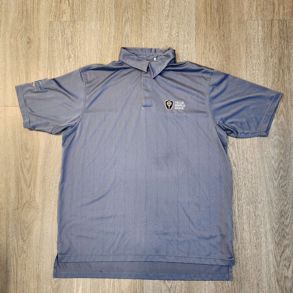 Adidas Mens Large Telus World Skins Golf Polo Raven Lora Bay Slate Blue
